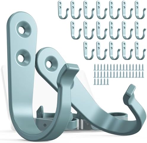 BREYDROK 20-Pack Coat Hooks for Hanging, Heavy Duty Blue Metal Wall Hooks by BREYDROK
