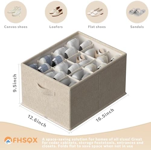 FHSQX 2 Pack Shoe Organizer for Closet,Foldable Shoe Organizer,Fits up to 24 Pairs,Storage Containers With Bottom Support for Shoes | Foldable - Image 3