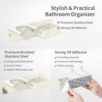 Hair Dryer and Straightener Holder, Stainless Steel Hair Dryer Stand for Bathroom, Hair Dryer Holder Wall Mounted Adhesive or Drilling, Hair Tool Organizer for Salon Barber Shops White - Image 3