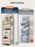 Yecaye 5 Tier Over the Door Organizer, Swing-proof Door Organizer Hanging with Clear PVC Windows, Behind the Door Storage for Bedroom Nursery Closet Laundry Pantry Bathroom, Beige - Image 5