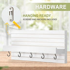 Lwenki Decorative Key Holder for Wall with Shelf, Entryway Shelf with Hooks Holds Leashes, Jackets and Glasses – Sturdy Wood Keyholder Entrance Hanger with Mounting Hardware (White, Medium) - Image 6