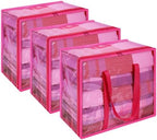 Vieshful Pink 90L Clear Clothes Storage Bag with Zipper 3 Pack by Vieshful