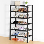 Smiry Bamboo Shoe Rack, 14 Vertical Slats, 6 Tier - 26.8" Wide, Black by Smiry