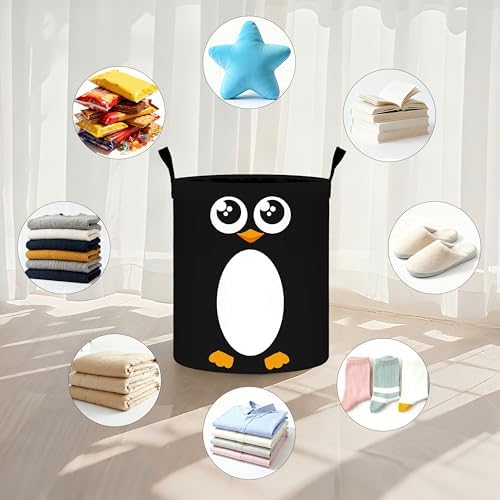 Penguin Laundry Basket Storage Bin Foldable Laundry Hamper Clothes Storage Bucket Organizer 19.6x15.7 Inch For Laundry Room/Bedroom/Bathroom - Image 5
