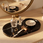 YKAJO Nero Marquina Oval Marble Tray, 11.8x5.9 Vanity Perfume Organizer - Image 7
