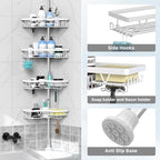 DAOYA Corner Shower Caddy Tension Pole 4 Tier Shower Caddy Organizer White - Image 6