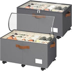 Foyego 2 Pack Shoe Organizer for Closet, Shoe Storage with Wheels, Gray by Foyego