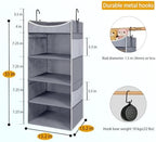 4-Shelf Hanging Closet Organizer and Storage with Side Pockets, Collapsible Closet Hanging Shelves for Storage, Grey - Image 2