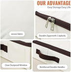 AMJ 3 Pack 4inch Underbed Storage Bins, Under Bed Storage Containers with Zippers for Blanket, Pillows, Comforters & Quilts, Beige - Image 3