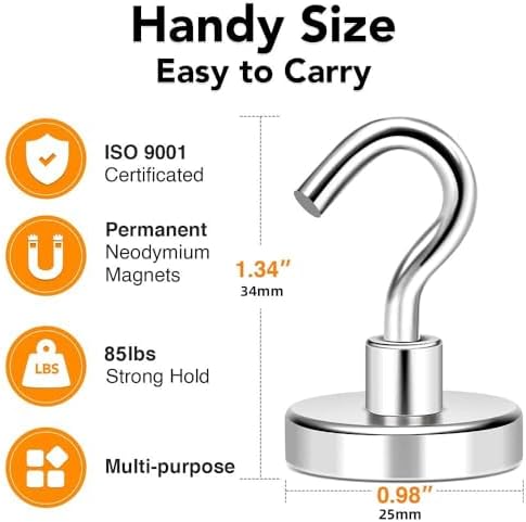 MIKEDE Magnetic Hooks 85lbs Strong Magnets Hook 18 Pack - Image 4