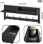 AMBIRD Wall Hooks with Shelf, 26.57 Inch Entryway Wood Coat Hooks for Wall, Coat Rack Wall Mount Rack with 5 Dual Hooks 3 Key Hooks Mail Organizer and Key Rack Key Holder (Black) - Image 2