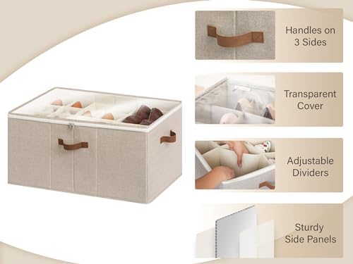StorageWorks 24-Pair Large Shoe Storage Box, Adjustable Dividers, Taupe - Image 4
