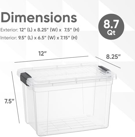 Superio 8.7 Quart Clear Plastic Storage Boxes with Lids, Stackable Organizer Containers, BPA-Free Storage Bins for Home, Office, School & Dorm, 10 Pack - Image 2