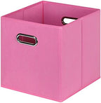 Black Foldable Storage Cubes Bins , Fabric Storage Box Cubes Organizer Baskets with Dual Handles for Home Organizer(Pink) by HEAYEEG