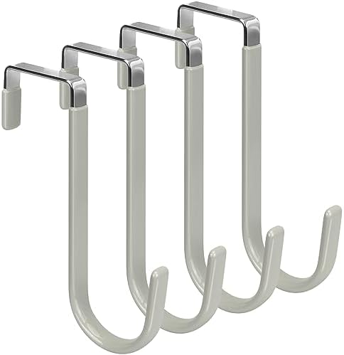 FYY Over the Door Hooks, Single-Hanger 4 Pack, Fits Doors 1 3/8" Grey by FYY