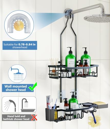 Upgraded Extended Length Shower Organizer with 16 Hooks, Rustproof Shampoo Soap Storage, Large Hanging Bathroom Caddy with Soap and Toothbrush Holder - Image 4