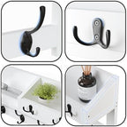 AMBIRD Wall Hooks with Shelf, 26.57 Inch Entryway Wood Coat Hooks for Wall, Coat Rack Wall Mount with 5 Dual Hooks 3 Key Hooks Mail Organizer and Key Rack Holder (White) - Image 6
