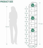 Hzuaneri 10 Tiers Vertical Shoe Rack, Narrow Shoe Tower, Tall Shoes Shelf with 2 Hooks, Adjustable Shelves, Corner Shoes Shelves for Small Spaces, Entryway, Living Room, White SR11213W - Image 2
