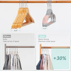Tonswachic Pack of 30 Coat Hangers, Space-Saving Plastic Clothes Hangers, Non-Slip, 0.2 Inches Slim, 360° Swivel Silver Hook for Shirts, Pants, Suit & Wet/Dry Garments, Pink and Dark Gray - Image 6
