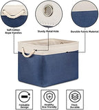 Bidtakay Fabric Storage Baskets with Handles for Organizing 16" x 11.8" x 11.8" Navy Blue Baskets [2-Pack] Shelf Baskets Large Canvas Collapsible Bins for Closet (White&Blue) - Image 6