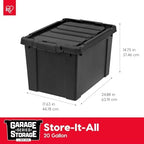 IRIS USA 6-Pack 20 Gal Heavy Duty Lockable Storage Totes with Lids, Black - Image 2