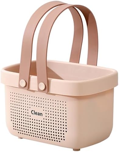 Portable Shower Caddy Basket with Handles Plastic Storage Basket Small Pink by JiatuA