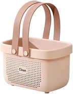 Portable Shower Caddy Basket with Handles Plastic Storage Basket Small Pink by JiatuA