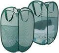 Upgraded 100L Extra Large Collapsible Laundry Baskets, 2 Pack XL Mesh Pop Up Laundry Hamper with Handles, Portable Travel Laundry Basket, Foldable Hamper. Green by NairSnow