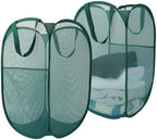 Upgraded 100L Extra Large Collapsible Laundry Baskets, 2 Pack XL Mesh Pop Up Laundry Hamper with Handles, Portable Travel Laundry Basket, Foldable Hamper. Green by NairSnow
