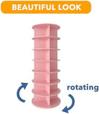 SpaceAid 7 Tier Rotating Shoe Rack Tower, Spinning Shoe Display Lazy Susan, Revolving 360 Shoe Rack Storage Round Carousel, Vertical Handbag Rotate Shoes Closet Organization (7-Tier Pink) - Image 7