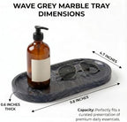 YKAJO Wave Grey Oval Marble Tray, 9.8x4.7 Vanity Perfume Organizer Dish - Image 3