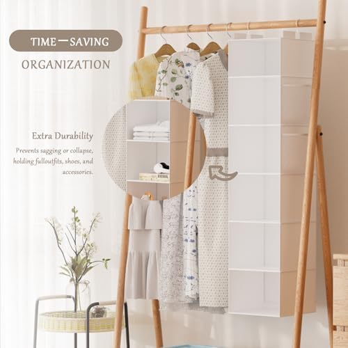 Hanging Closet Organizer and Storage with Bamboo Support, 6-Shelf Closet Hanging Storage Shelves, Closet Organizers Easy Mount Foldable for Bedroom - Image 5