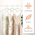 Sishynio Velvet Hangers 30 Pack, Non-Slip Slim Felt Clothes Hangers Green | Space-Saving Closet Organization; Flocked Surface; 360° Swivel Hooks; For Shirts, Coats, Dresses, Blouses - Image 3