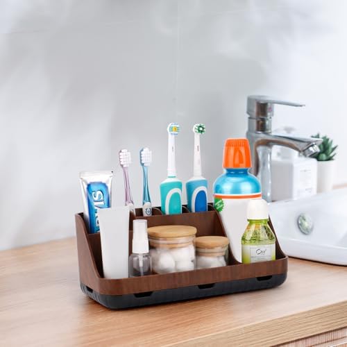 GFWARE Wood Toothbrush Holders for Bathroom Organizer with Drain Holes - Image 2