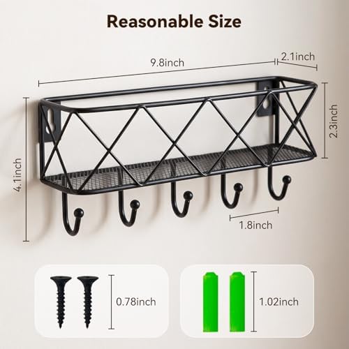 HappyHapi Key Holder Wall Mount, Metal Key Rack, 9.8”Lx2.1”Wx4.1”H - Image 2