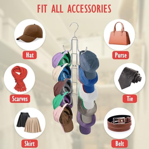 Hat Organizer for Closet: Collapsible Caps Rack with 10 Large Hooks - Image 5