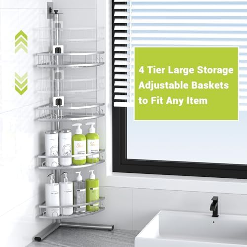Aitatty Floor Standing Corner Shower Caddy - Rustproof Shower Stand Shelves - Image 6