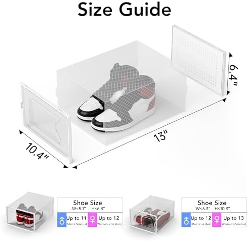 Foluck X-Large Shoe Storage Box, 15 Pack Clear Plastic Stackable Shoe Organizer for Closet, Interlocking Design Shoe Container Bins for Sneakers, Foldable Shoe Rack with Lids, White - Image 2