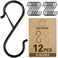 12 Pcs S Hooks for Hanging Heavy Duty, Metal S Hook with Safety Buckle by Welcometobuy%EF%BC%81