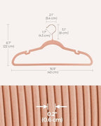 SONGMICS Velvet Hangers 50 Pack, Non-Slip Clothes Hangers, Space-Saving | Suit Hangers with Shoulder Notches, Pants Bar, 360° Swivel Hook, for Closet, Coral Pink, BREANNA Collection UCRF029PK05 - Image 6