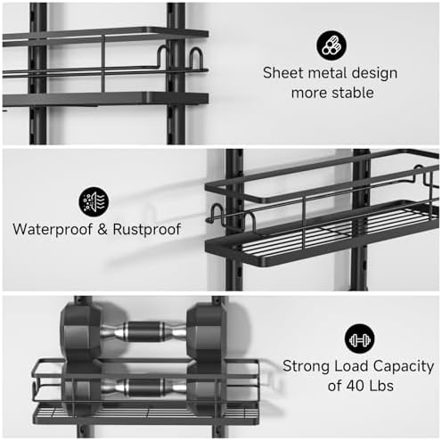 3 Tier Hanging Shower Head Caddy, Adjustable Hanging Shower Caddy Over Showerhead, Standing Shower Caddy No Drilling Handing Racks Rustproof for Bathroom Shampoo Soap Storage - Image 5