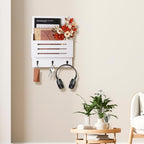 Wall Mounted Key and Mail Holder, 2-Slot Wooden Mail Sorter Organizer - Image 5