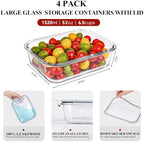 LOVYANXUE 4 Pack 52oz Large Glass Food Storage Containers with Lids, Meal Prep Containers with Airtight Lid for Storing, Baking, Serving, BPA-Free, Freezer, Microwave, Oven & Dishwasher Safe - Image 5