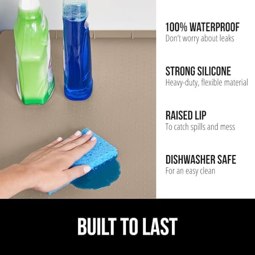 GORILLA GRIP Waterproof Silicone Under Sink Mat, Stay in Place, 19x22 Beige - Image 2