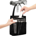 famichan Portable Mesh Shower Caddy, Gym Travel Camp Dorm Room Essentials for College Student Boy Girl, Bathroom Shower Bag - Black by famichan