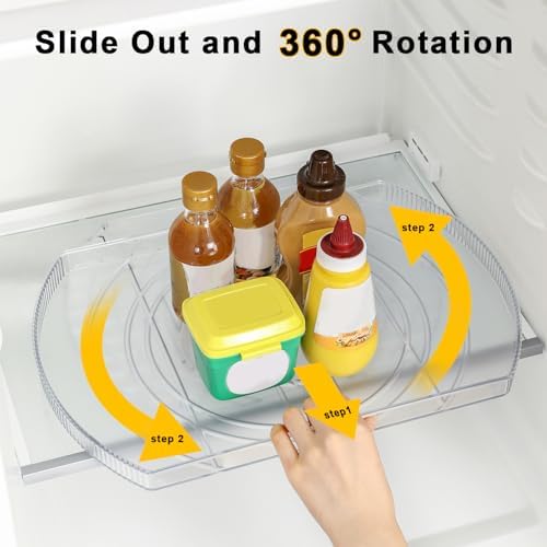 ROWNYEON Lazy Susan Turntable Organizer for Large Refrigerator, 360° Rotate Fridge Organizers and Storage, 16.54 Inches Rectangle Lazy Susan Organizer for Fridge, Cabinet, Pantry,2 - Image 4
