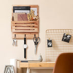 Wall Mounted Key and Mail Holder, 2-Slot Wooden Mail Sorter Organizer - Image 2