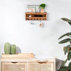 Nekon Key Holder Wall Mount, Pine Wooden Mail Organizer, Light Brown - Image 3