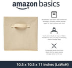 Amazon Basics Collapsible Fabric Storage Cubes Organizer with Handles, Sturdy Storage Bins for Organization, 10.5" x 10.5" x 11", Beige, 6-Pack - Image 2