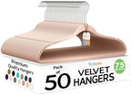 Techzoo 50 Pack New Premium Quality Velvet Hangers Ultra Thin Non Slip Adult Felt Space Saving Hangers for Closet Heavy Duty Coat Pants Jackets Dress Hangers 360° Swivel Hook Hold Upto 10lbs Rose Gold by TECHZOO